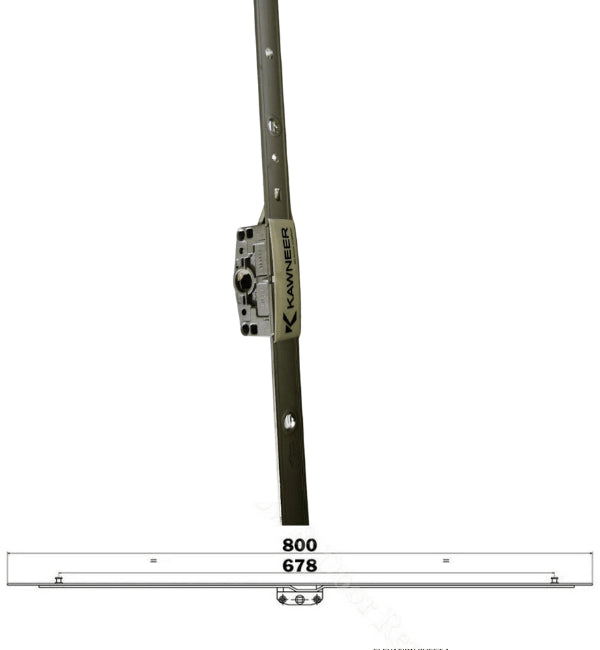 KAWNEER- Inline espag-window lock gearbox 20 mm backset for aluminium and UPVC
